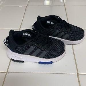 4T Adidas slip on baby sneakers. Black/grey, like new warn once.